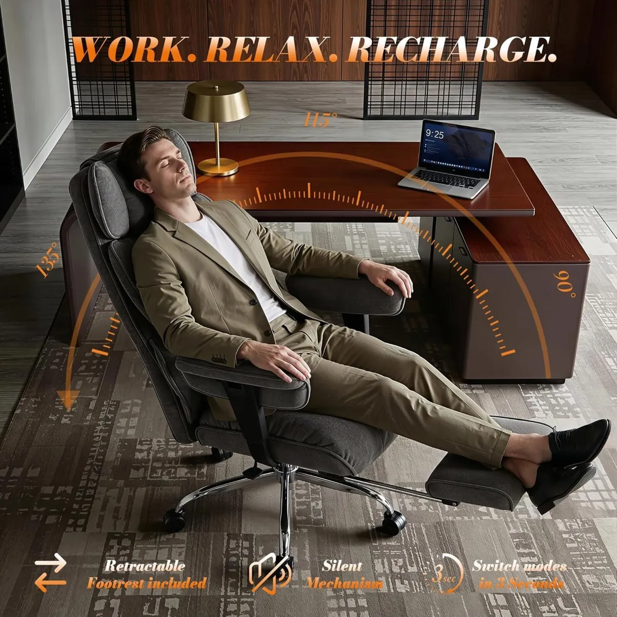 Desk Office Chair Big and Tall Fabric Executive - Image 2