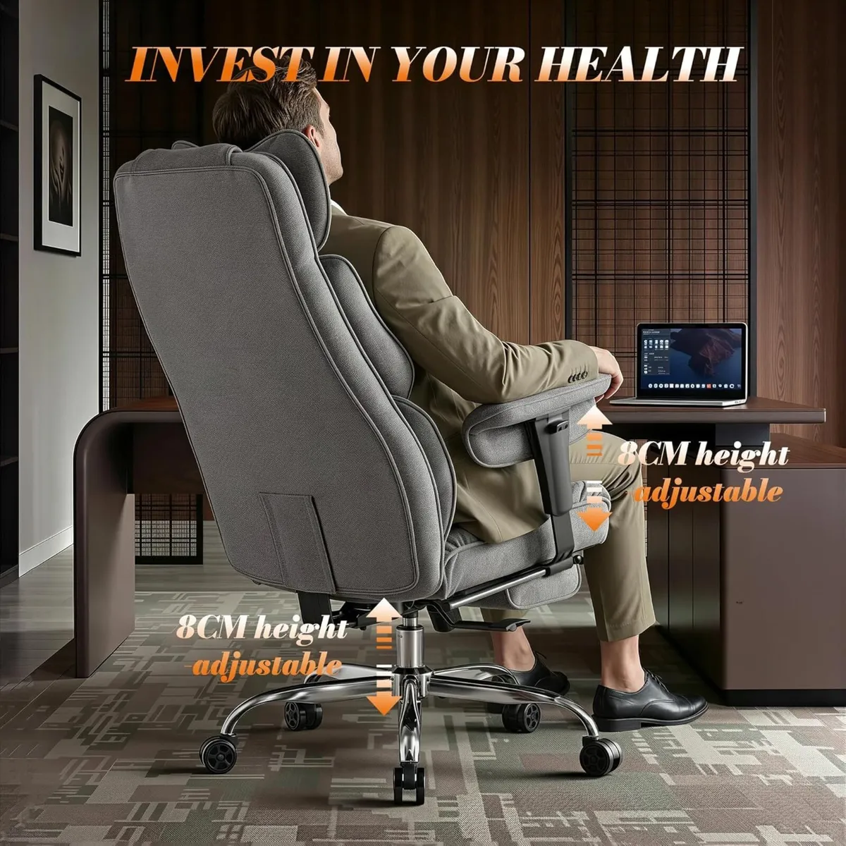 Desk Office Chair Big and Tall Fabric Executive - Image 3