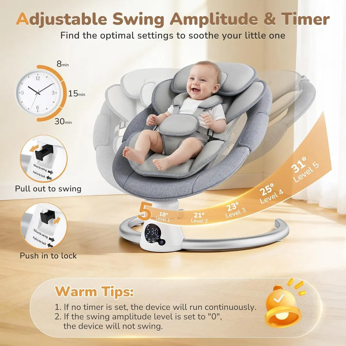 Electric Baby Swing Adjustable Backrest Infant - Image 2