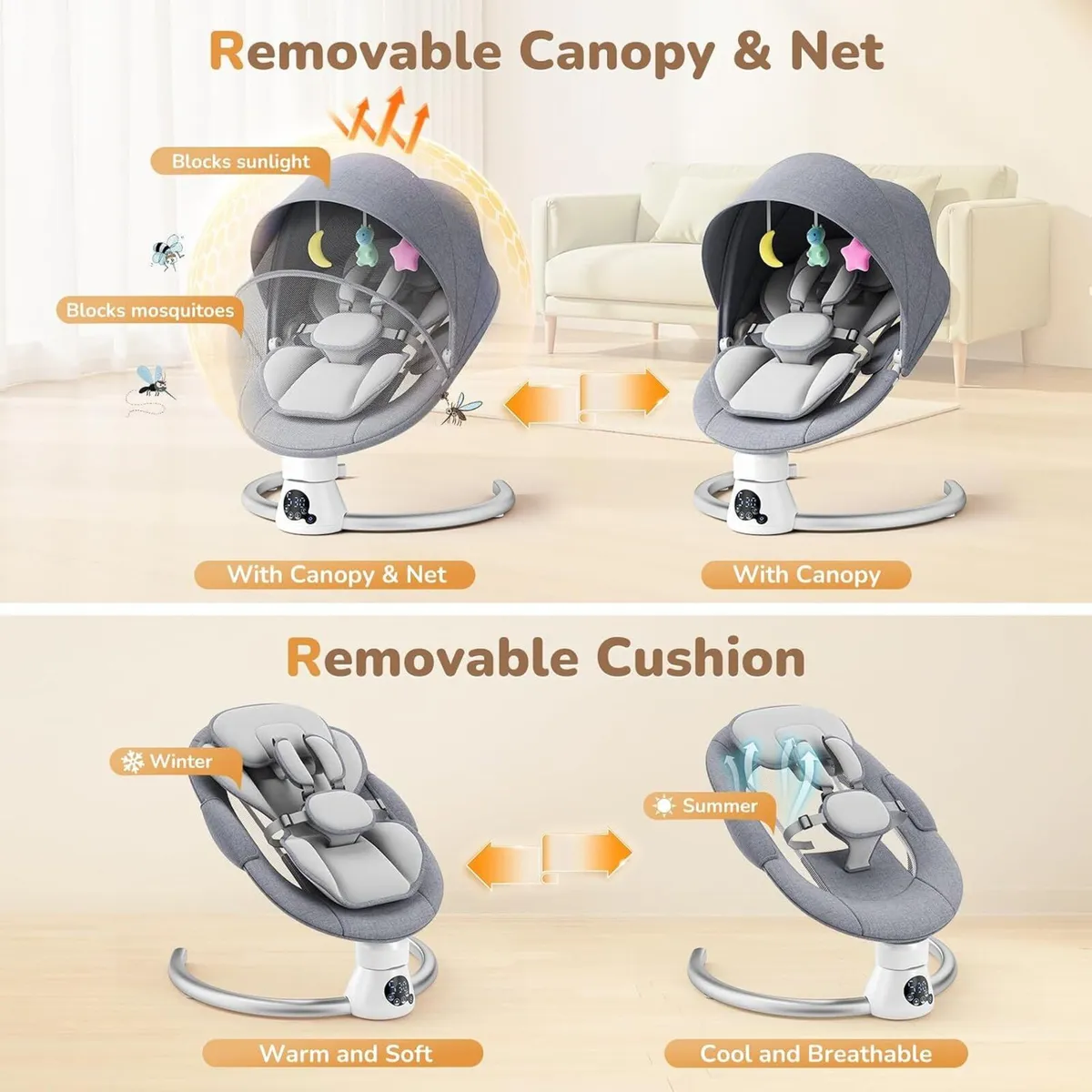 Electric Baby Swing Adjustable Backrest Infant - Image 4