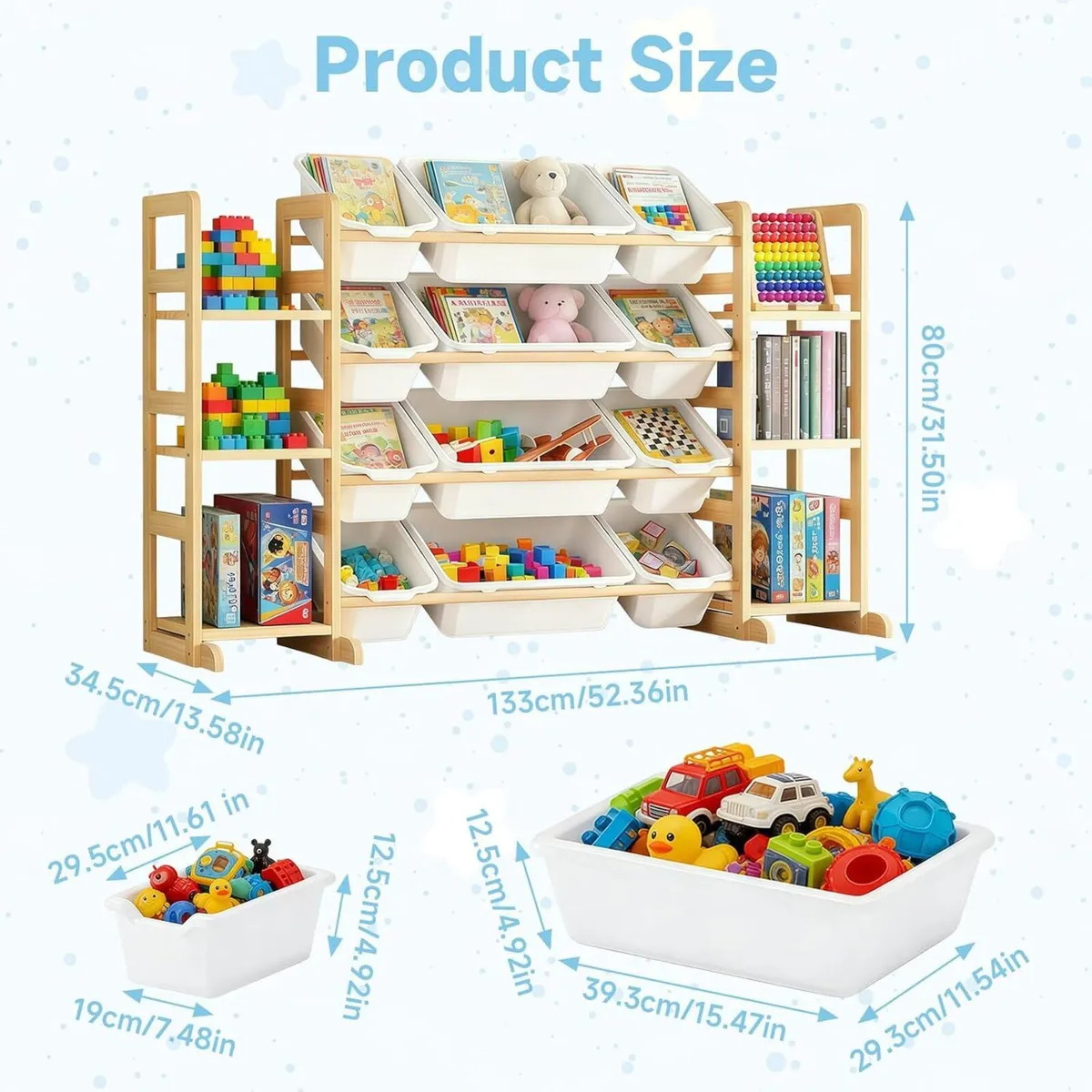 Toy Storage Organiser 6 Shelves and 12 Bins - Image 2