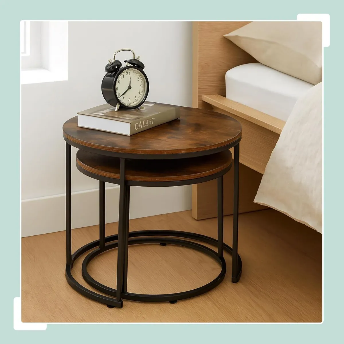 Nesting Tables Industrial Design Wood Effect - Image 2