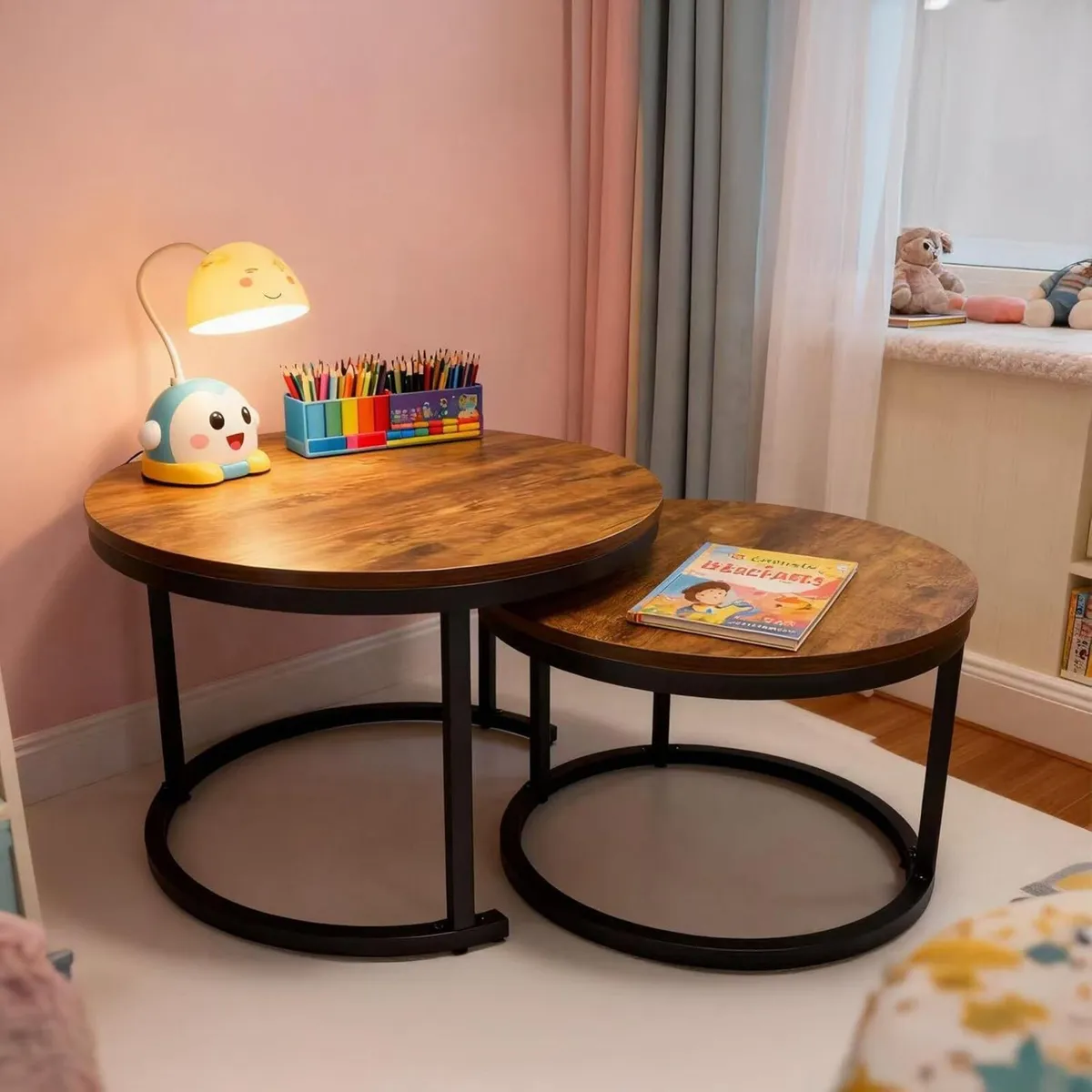 Nesting Tables Industrial Design Wood Effect - Image 4