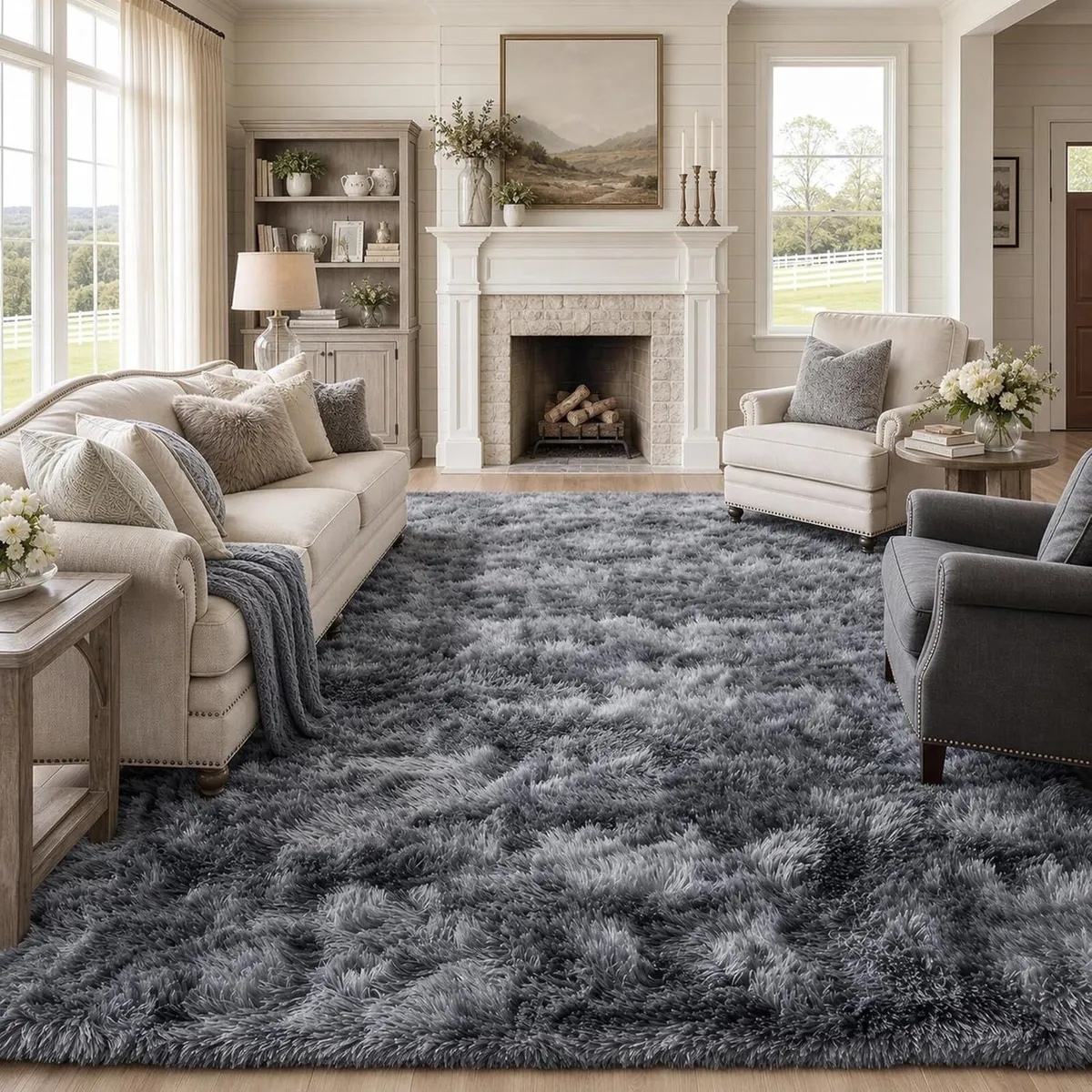 Fluffy Rugs Living Room Soft Large Carpet - Image 1