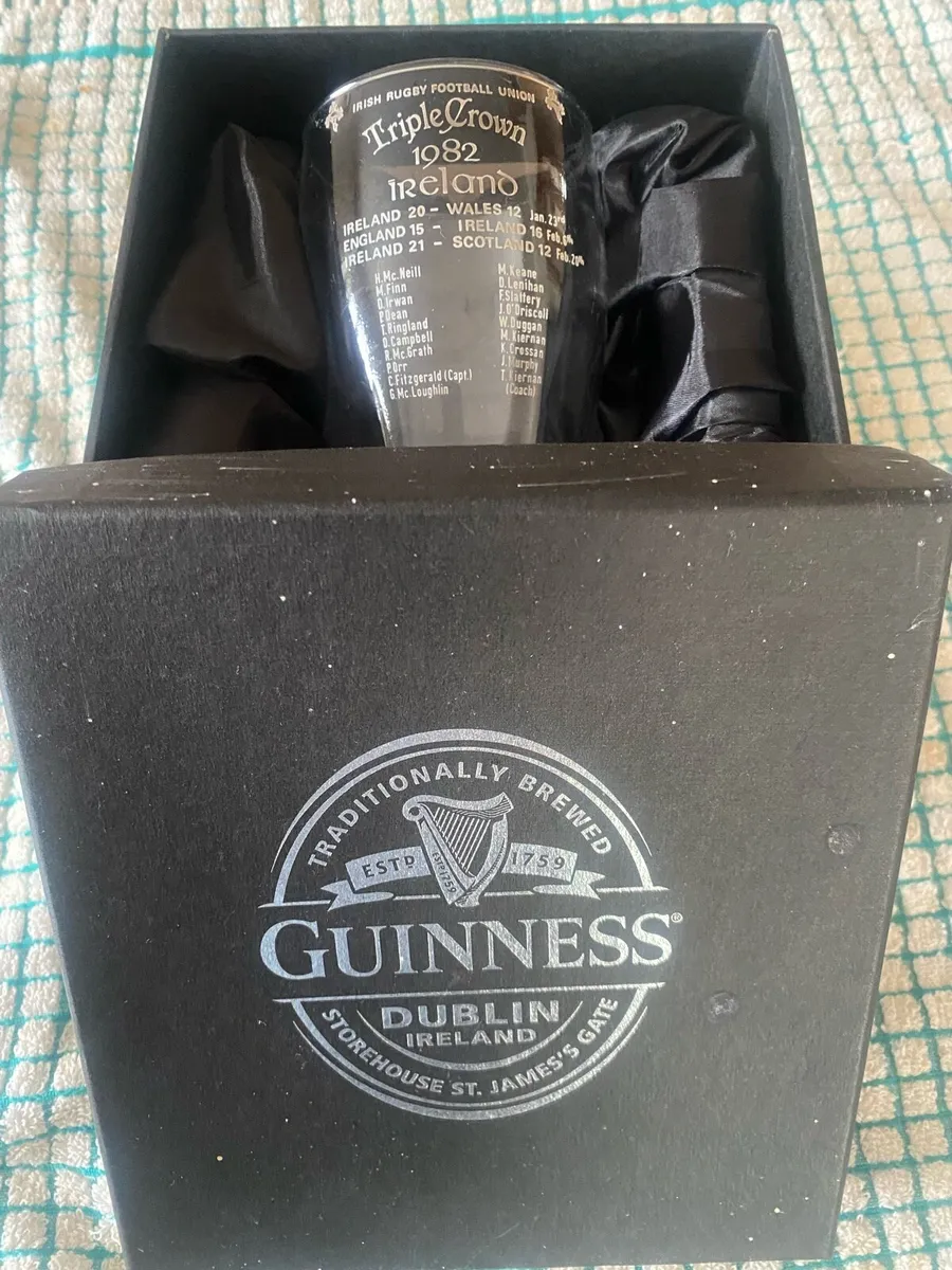 Vintage IRFU 1982 Triple Crown Commemorative Glass - Image 2