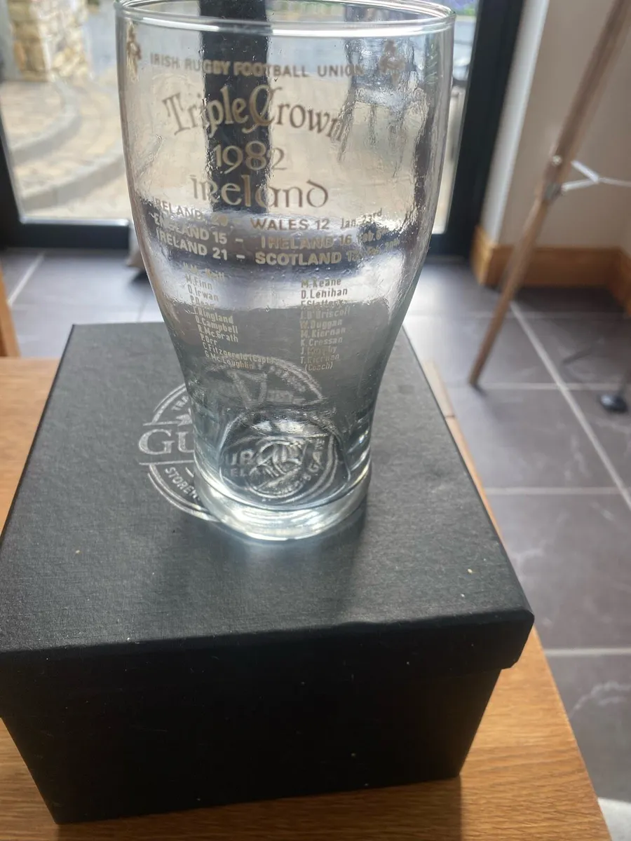 Vintage IRFU 1982 Triple Crown Commemorative Glass - Image 3