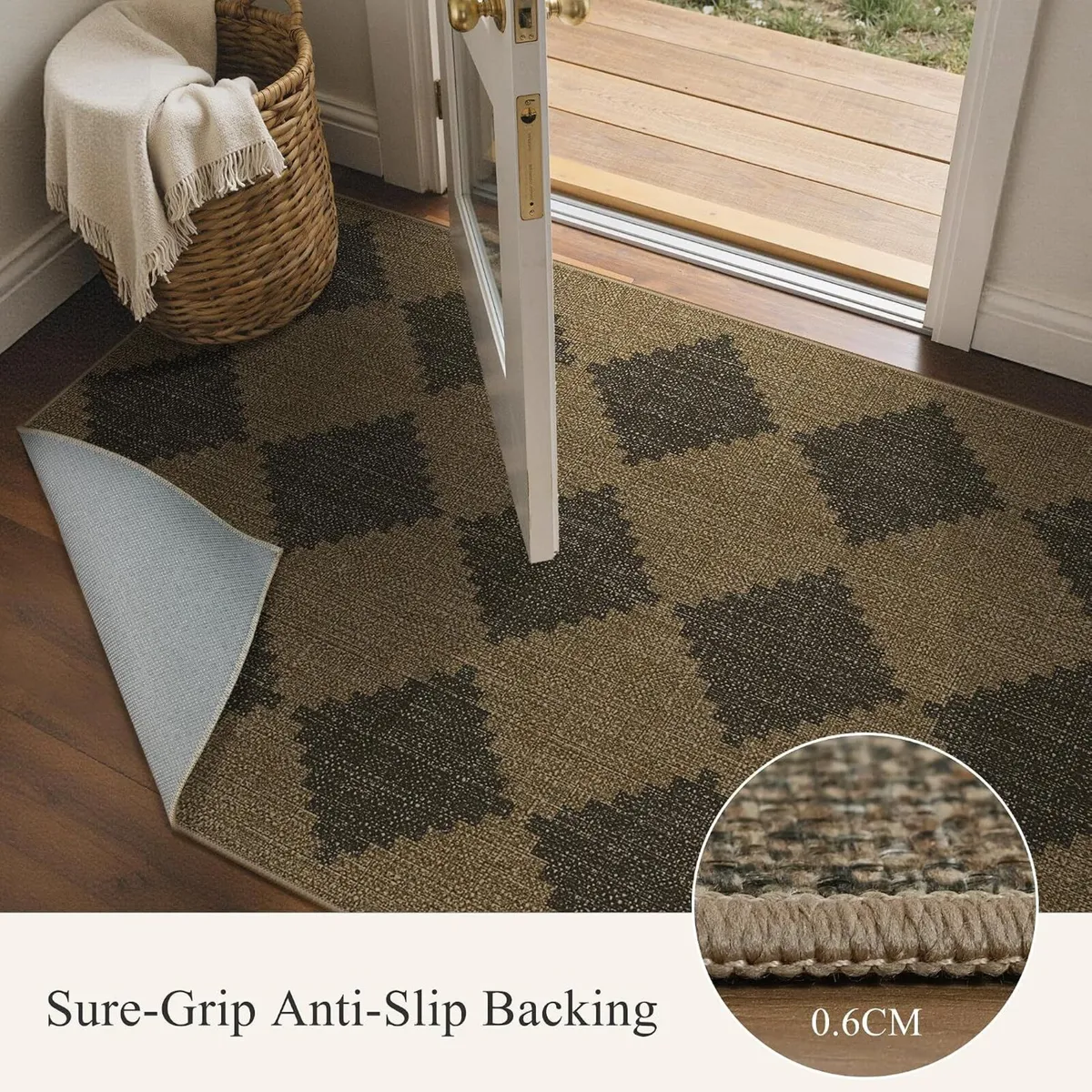 Faux Jute Indoor Outdoor Runner Rug Washable Non - Image 4