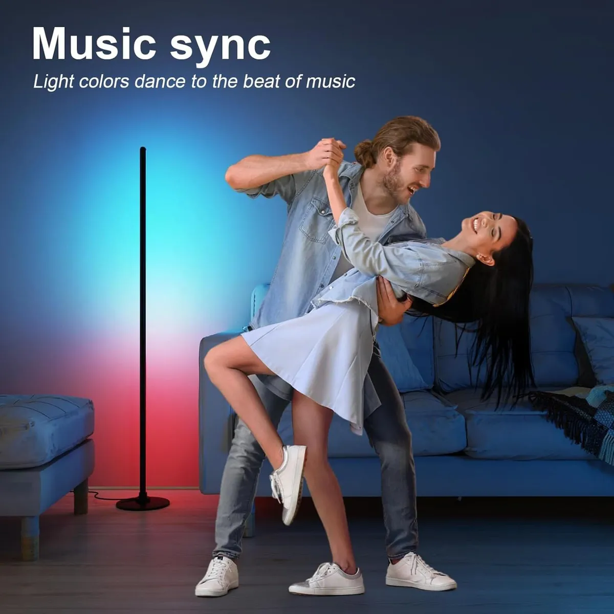 LED Floor Lamp 2pcs Corner Works with Alexa - Image 4