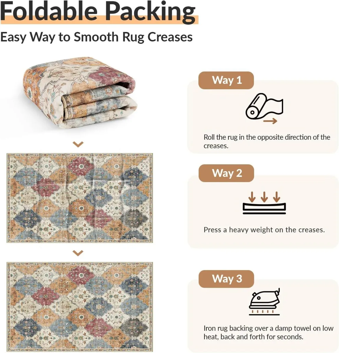 Boho Rugs Living Room Vintage Washable - Image 4