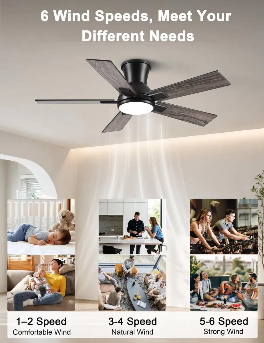 Flush Mount Ceiling Fan with Light - Image 3