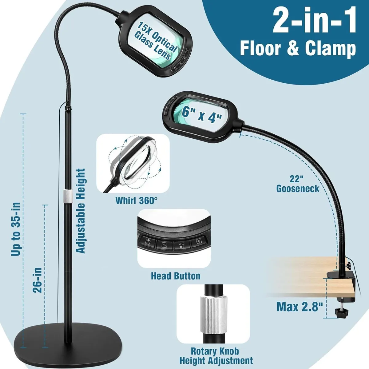 Large Magnifying Glass with Light and Stand - Image 2