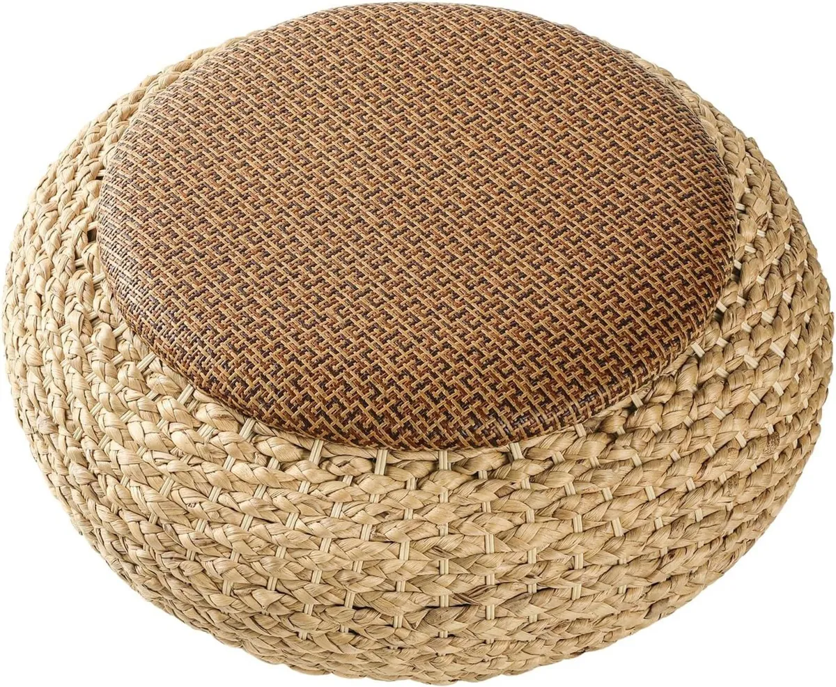 Japanese Zen Round Floor Cushion Handwoven - Image 1