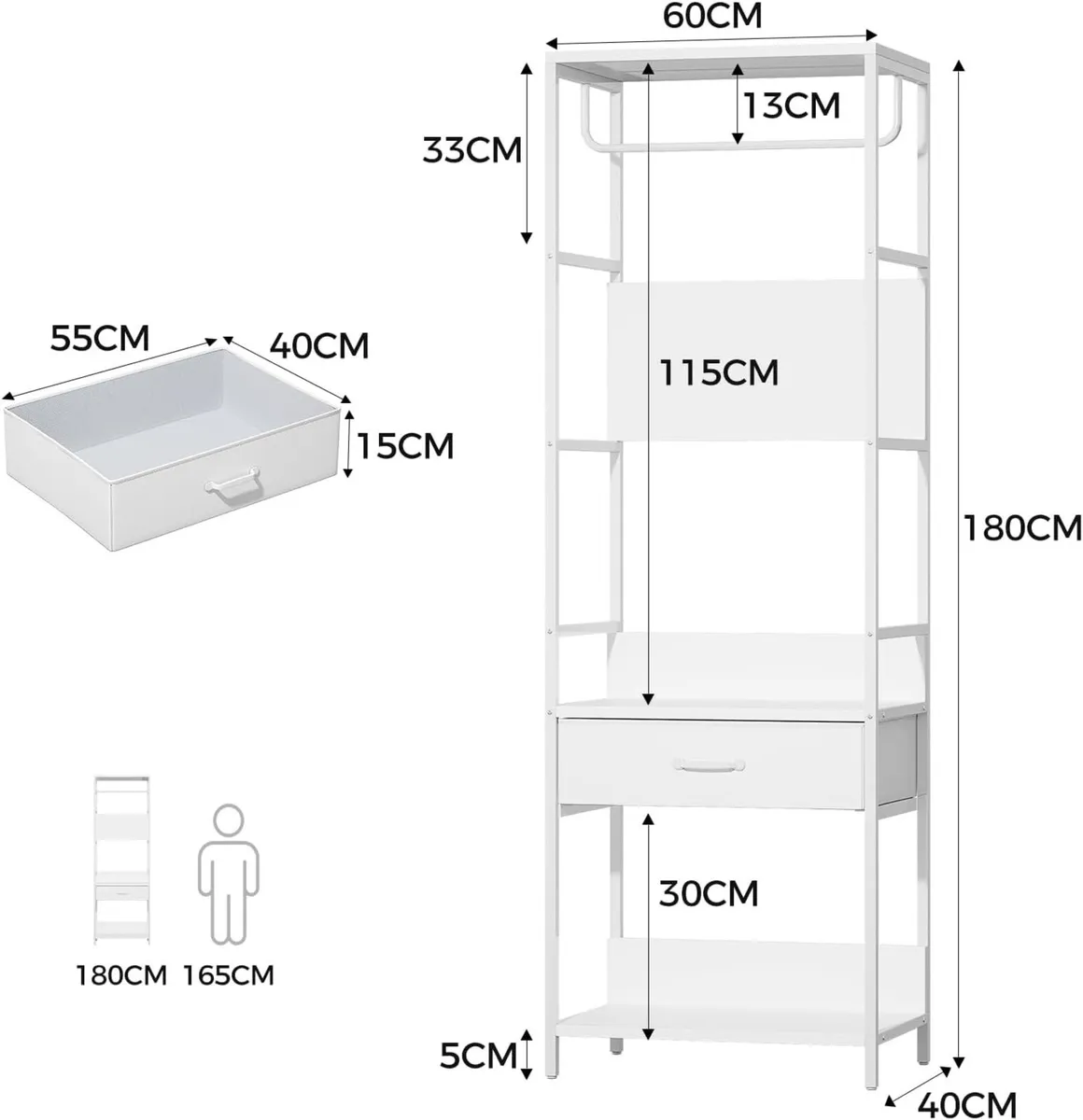Slim Hall Tree Entryway Coat Rack Bench Drawer - Image 2
