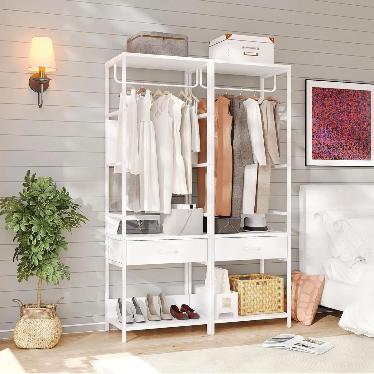 Slim Hall Tree Entryway Coat Rack Bench Drawer - Image 3