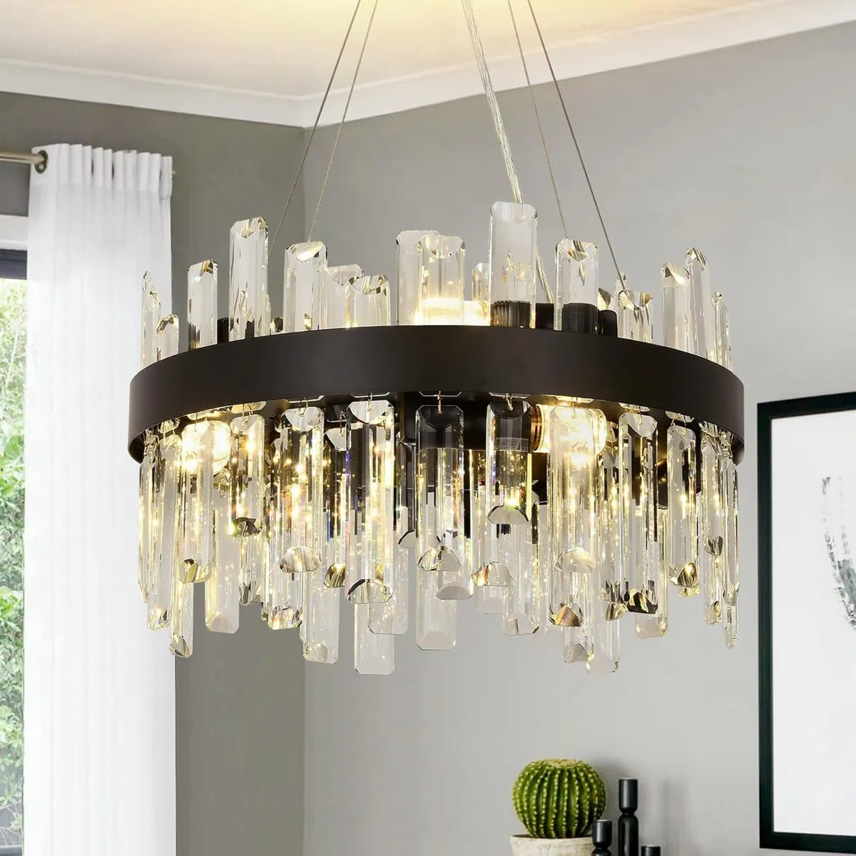 Modern Crystal Chandelier Round Pendant Lamp - Image 1