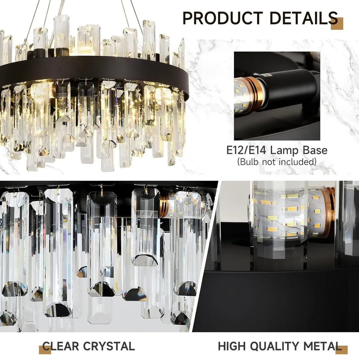 Modern Crystal Chandelier Round Pendant Lamp - Image 3