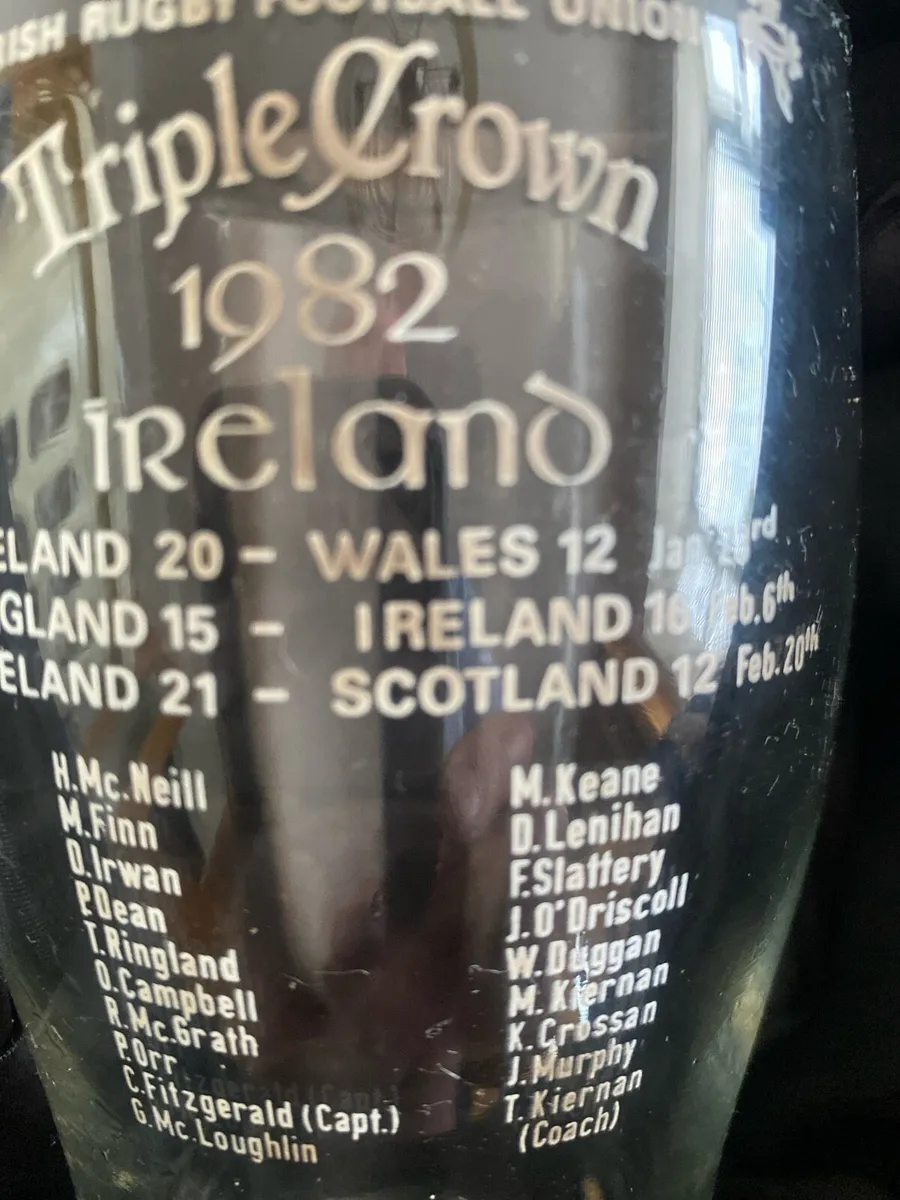 Vintage IRFU 1982 Triple Crown Commemorative Glass - Image 4