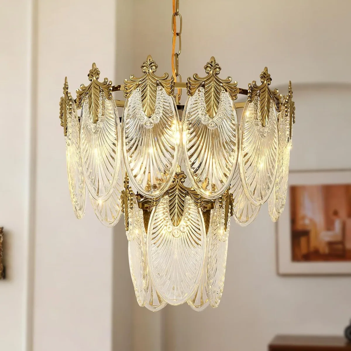 Retro Crystal Chandelier Round Glass Raindrop - Image 1