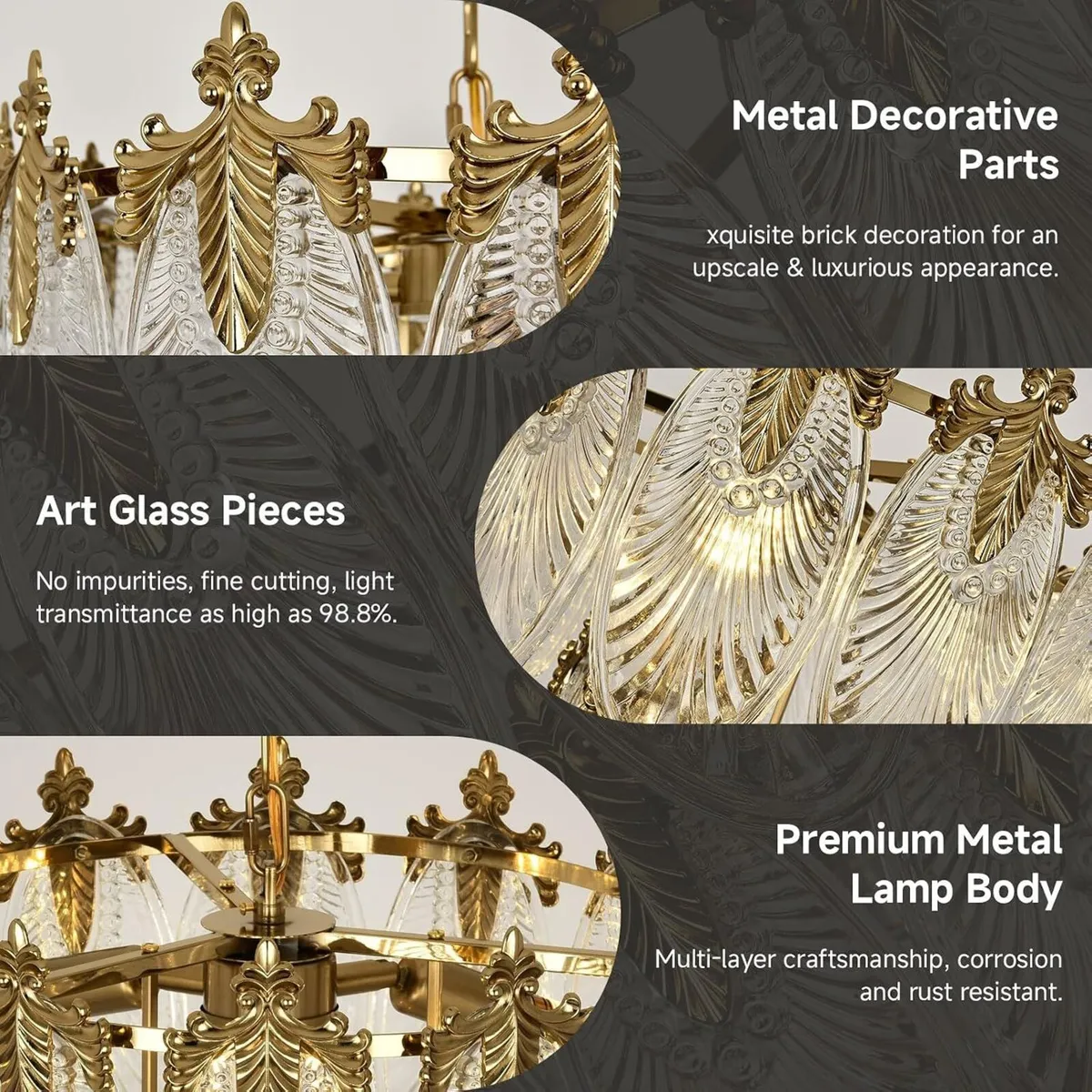 Retro Crystal Chandelier Round Glass Raindrop - Image 2