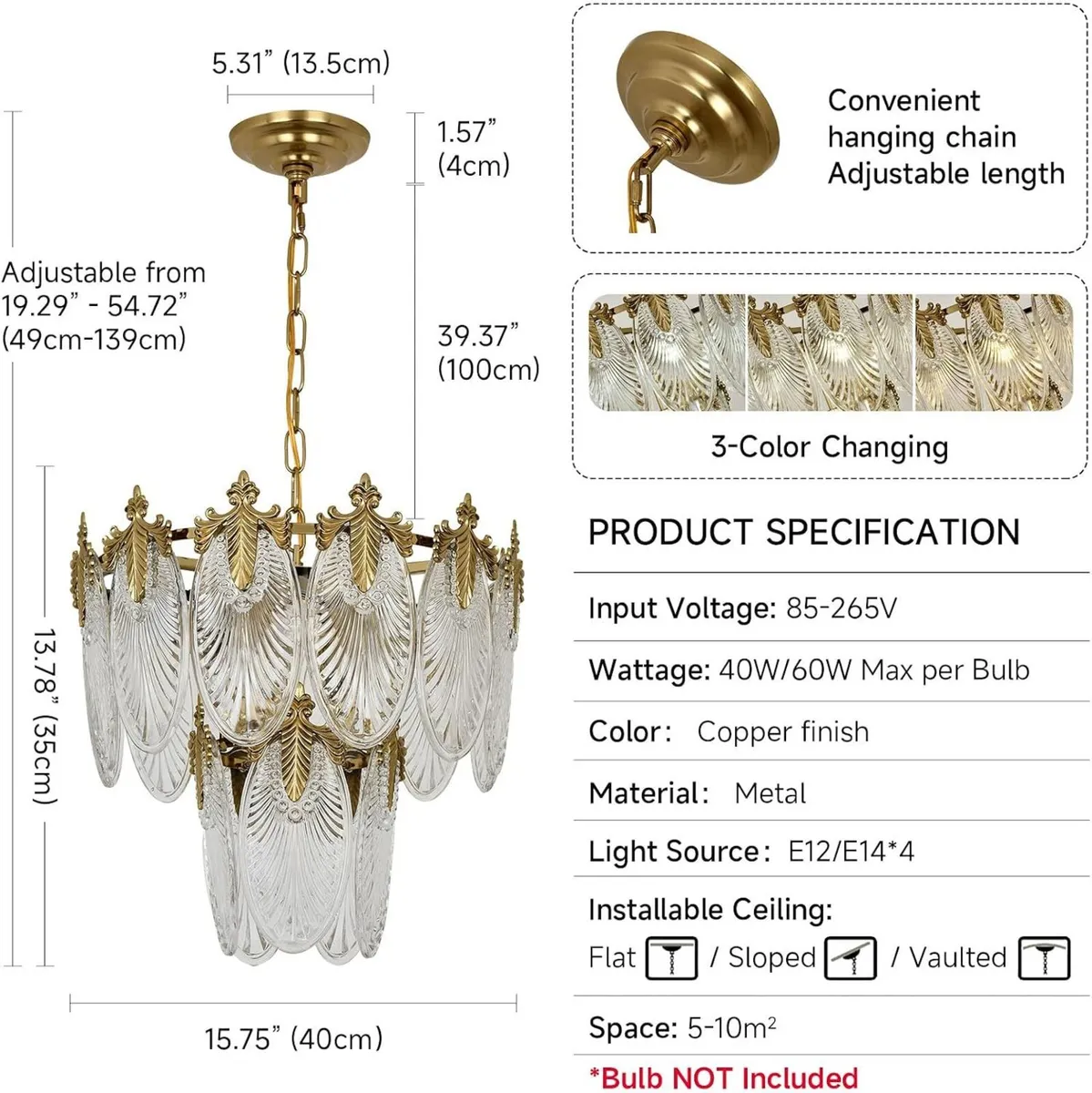 Retro Crystal Chandelier Round Glass Raindrop - Image 4