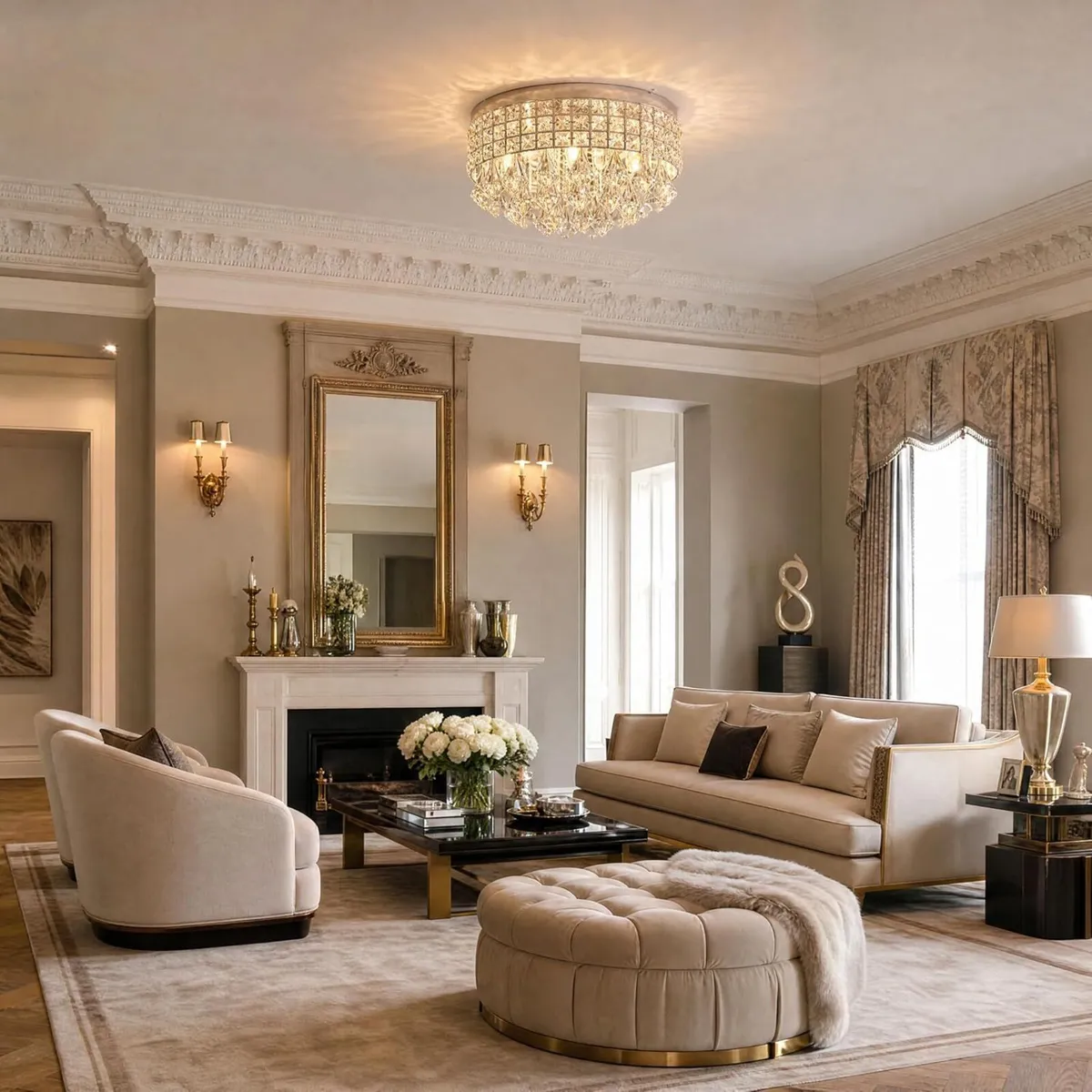 39CM Chrome Semi Flush Mount Ceiling Light Fitting - Image 4