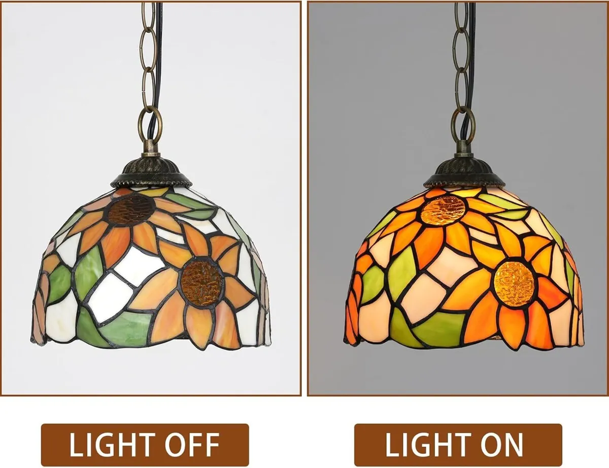 Tiffany Pendant Sunflower Stained Glass Hanging - Image 4