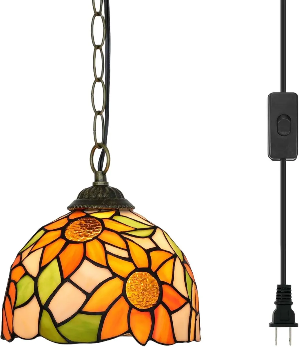 Tiffany Pendant Sunflower Stained Glass Hanging - Image 1