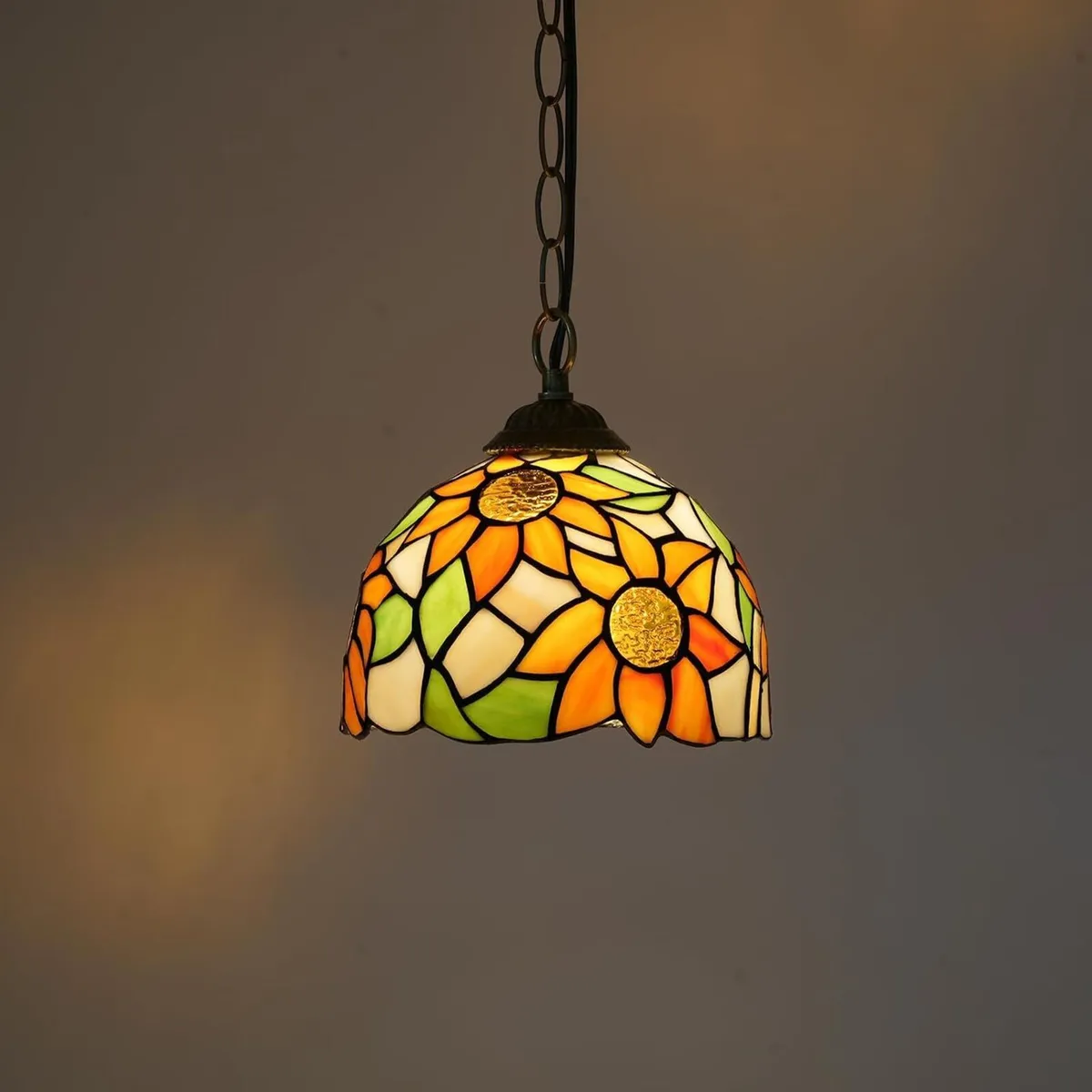 Tiffany Pendant Sunflower Stained Glass Hanging - Image 2