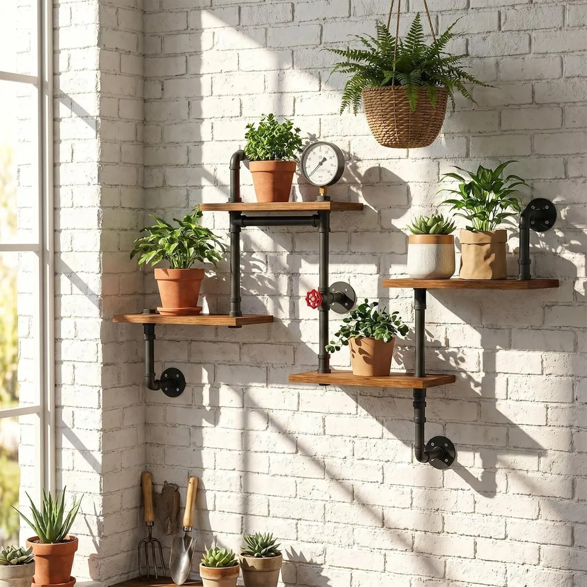 Industrial Vintage Pipe Shelf Desin Gbookshelf - Image 3