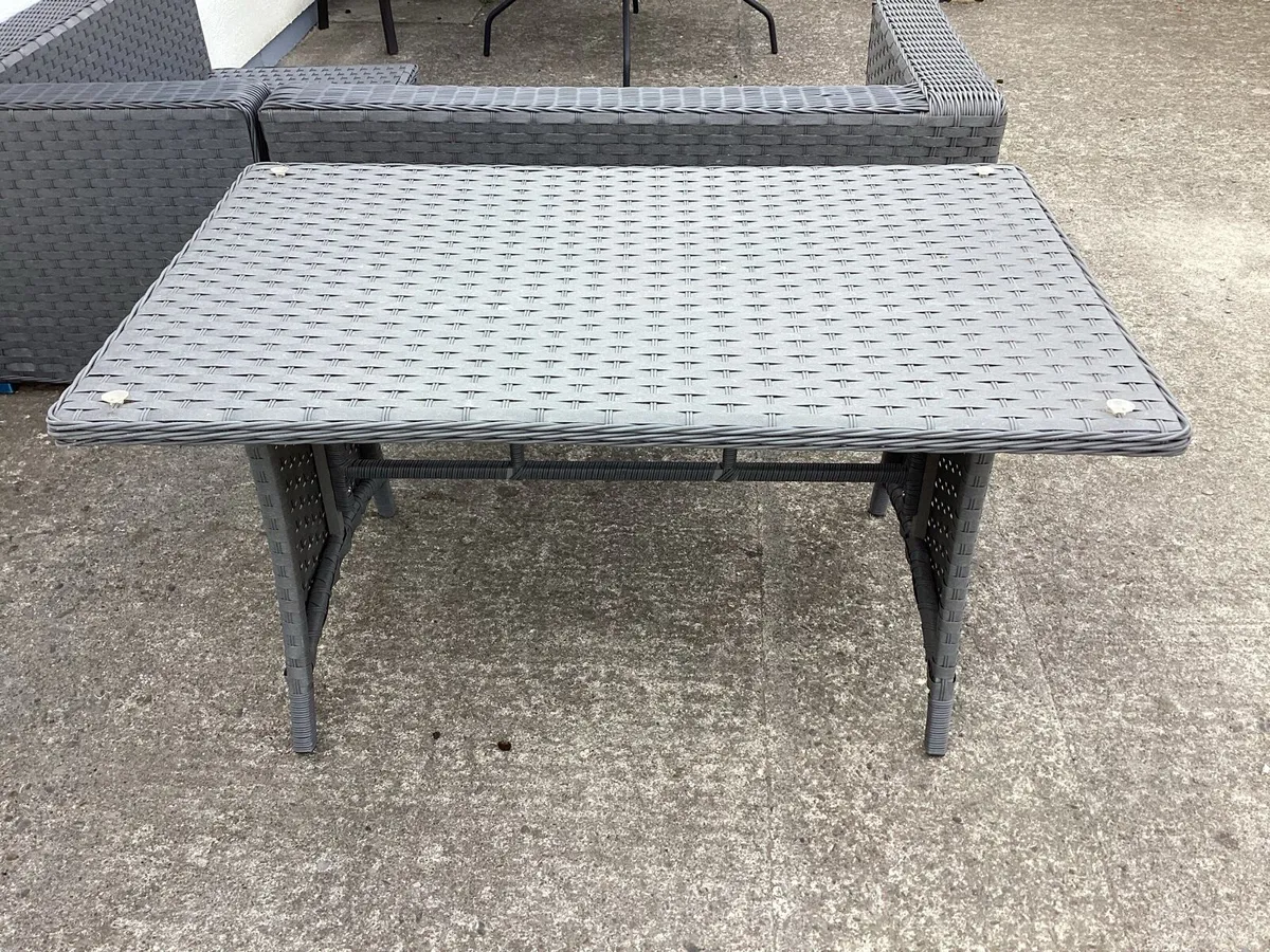 Grey Rathan corner sofa and table set - Image 3