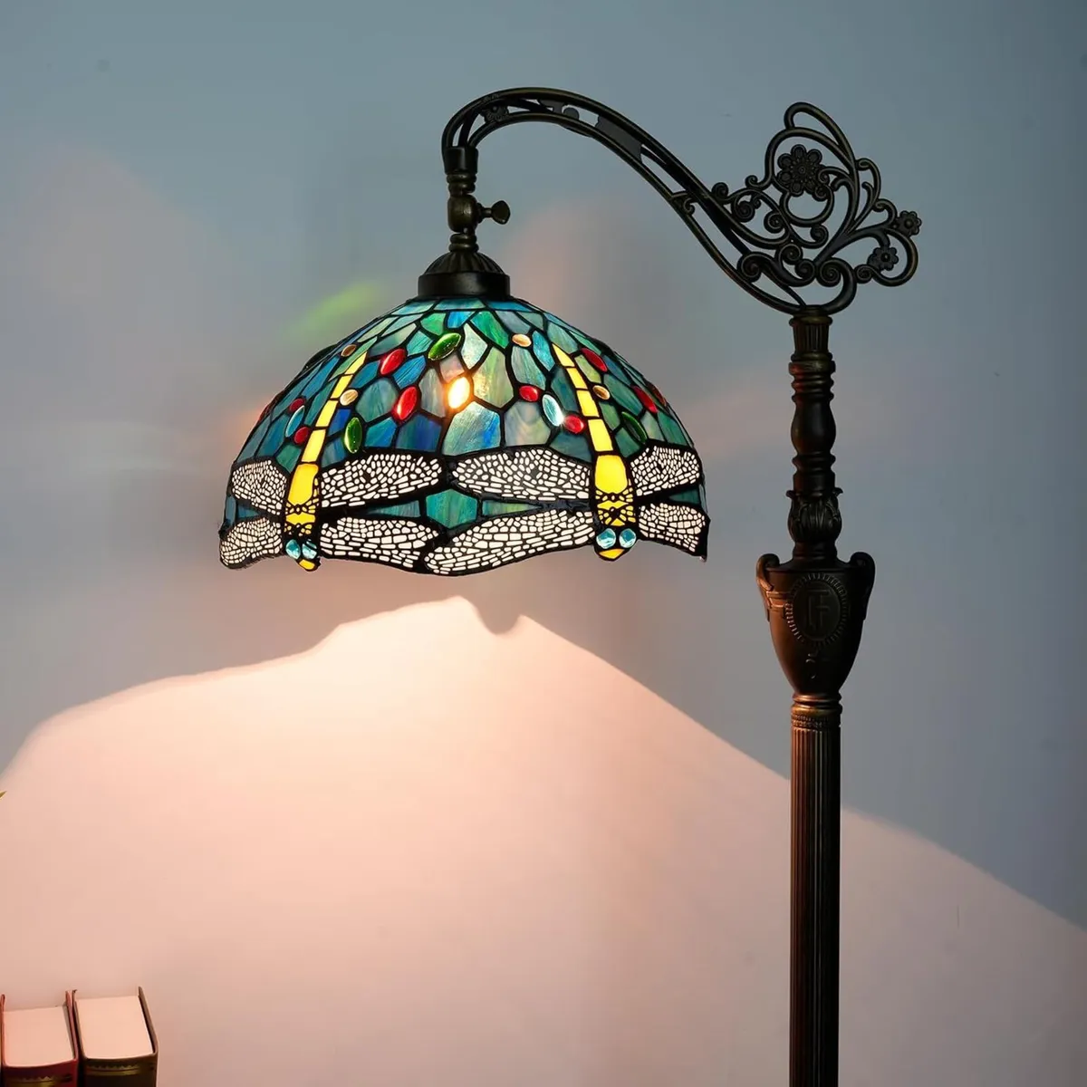 Tiffany Floor Lamp Vintage Standing Dragonfly - Image 2