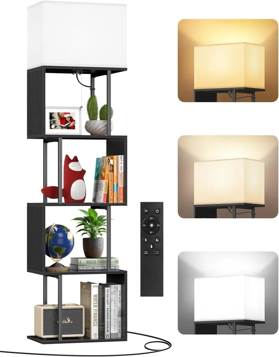5-Tier Floor Lamp with Shelves Remote Dimmable - Image 1