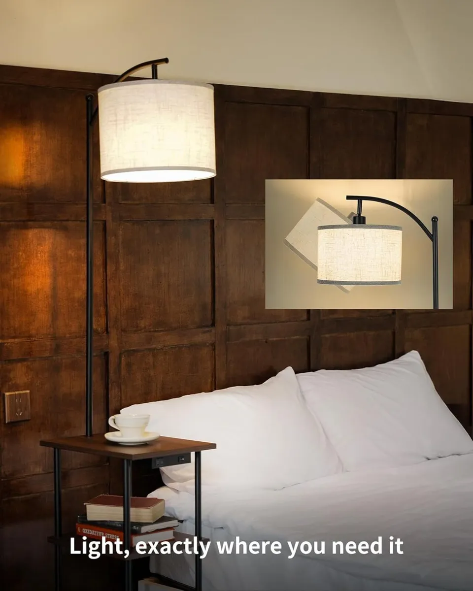 Vintage Floor Lamp with Shelves Wooden Side End - Image 3