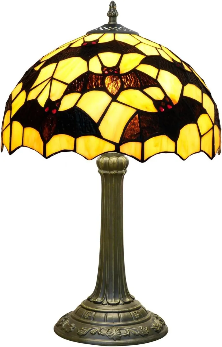 Tiffany Lamp Bat Style Stained Glass Table Vintage - Image 1