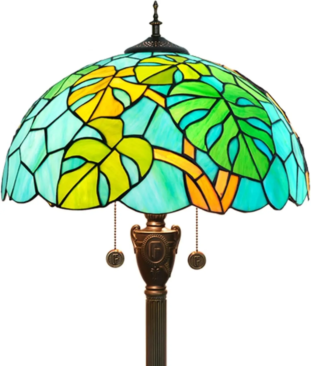 Tiffany Floor Lamp Monstera Deliciosa‌ Stained - Image 1