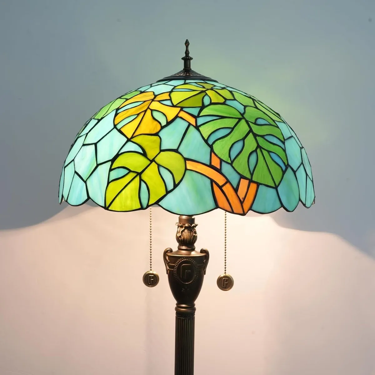 Tiffany Floor Lamp Monstera Deliciosa‌ Stained - Image 2