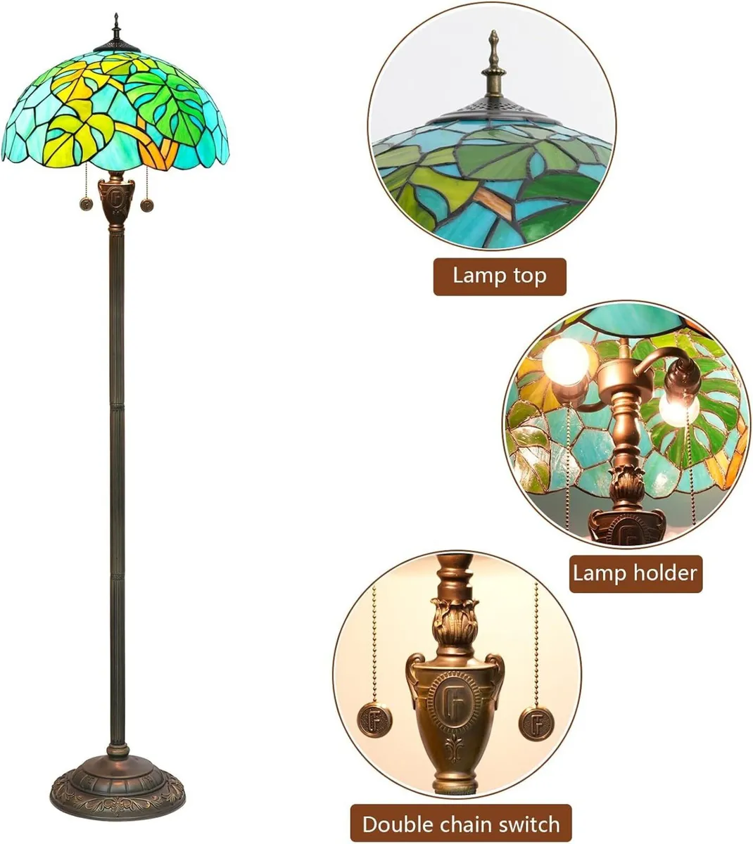 Tiffany Floor Lamp Monstera Deliciosa‌ Stained - Image 4