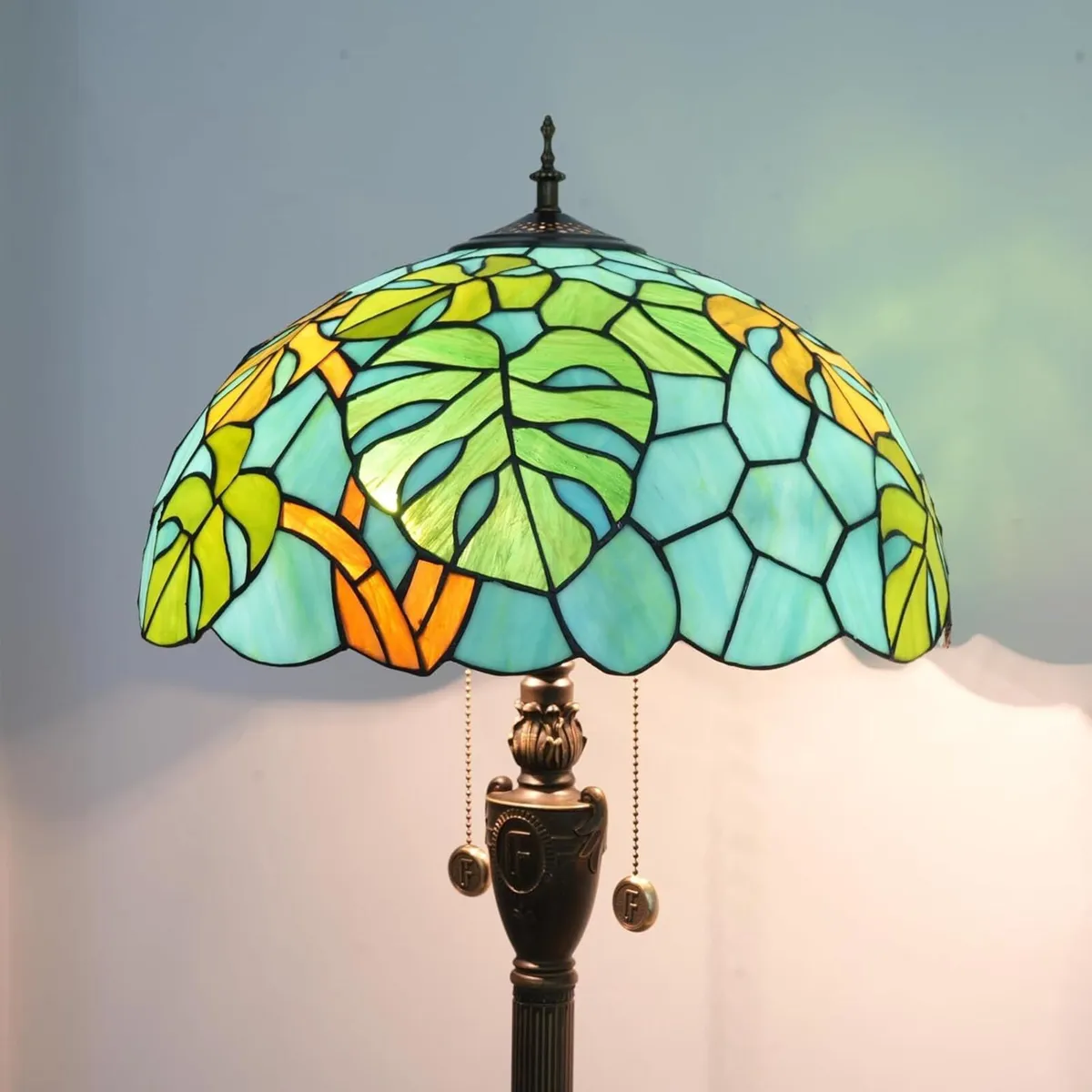 Tiffany Floor Lamp Monstera Deliciosa‌ Stained - Image 3
