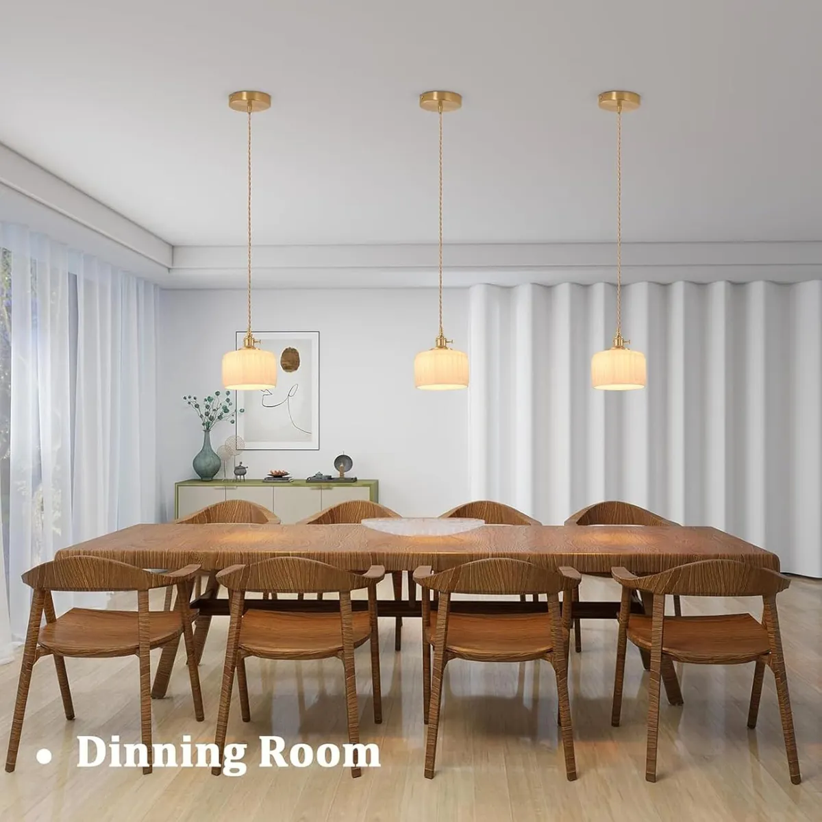Pendant Light with Striped Glass Lampshade Brass - Image 3