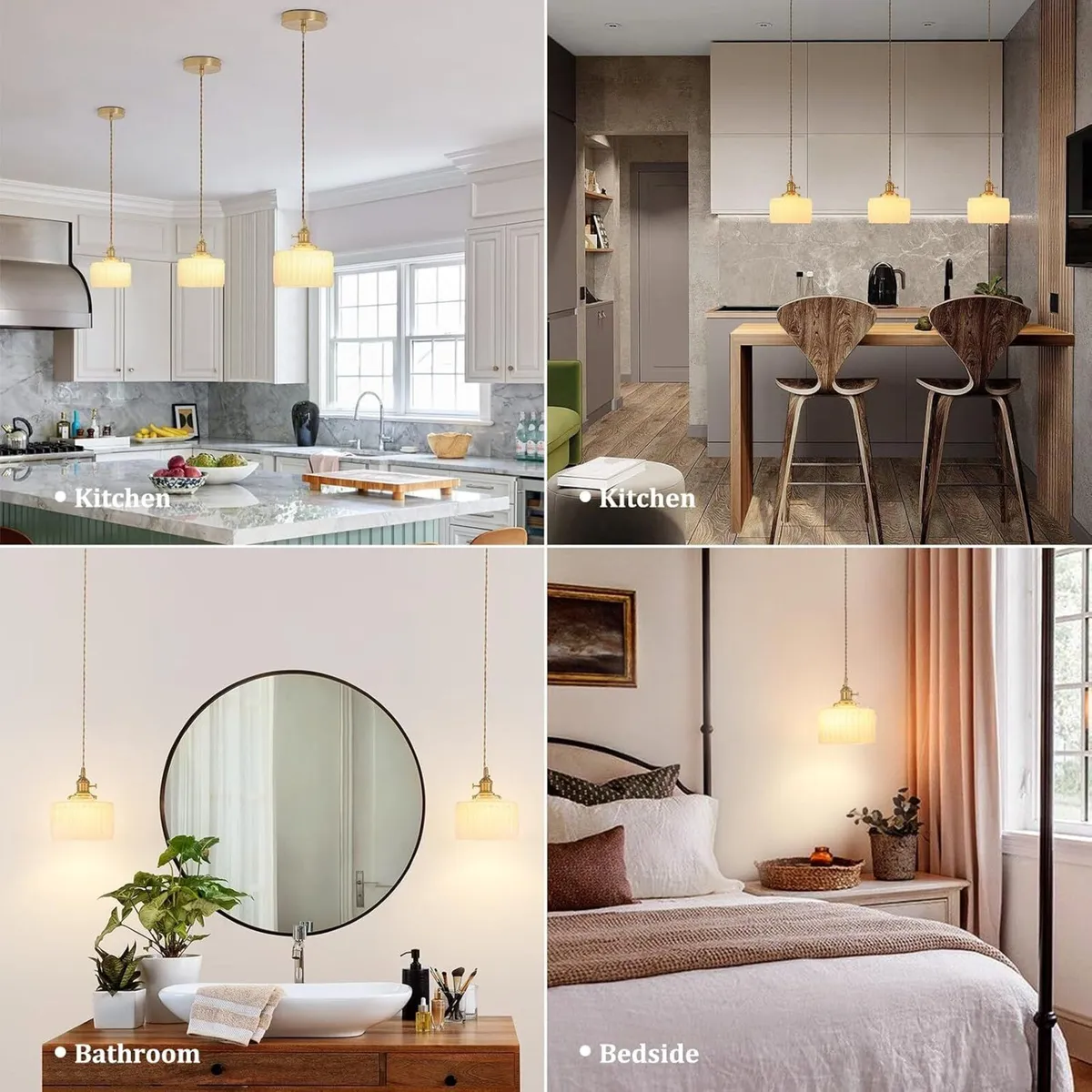 Pendant Light with Striped Glass Lampshade Brass - Image 2