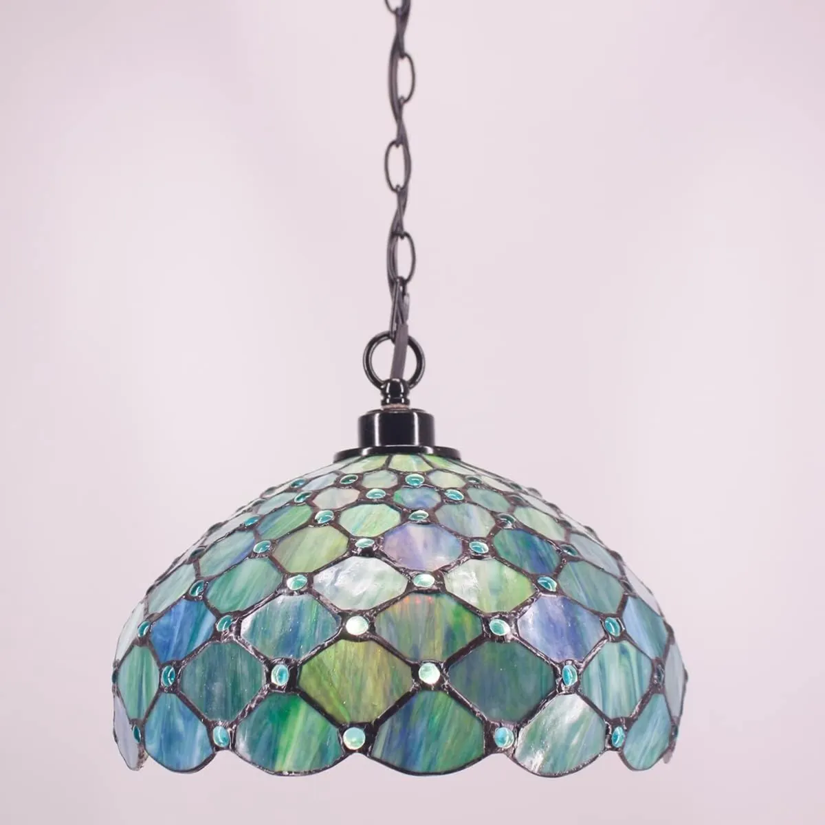 Tiffany Pendant Light Sea Pearl Stained Glass - Image 4