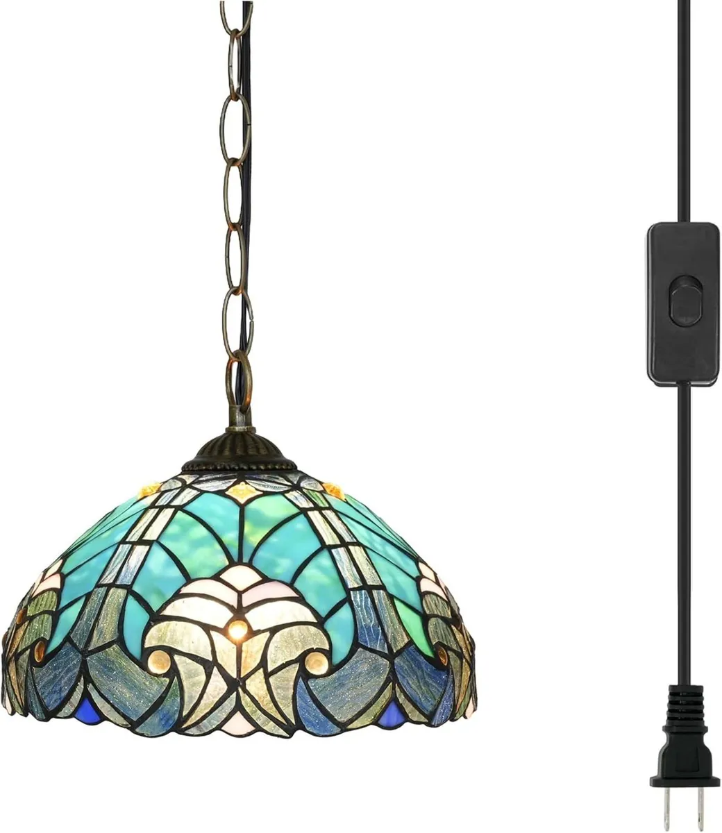 Tiffany Pendant Light Fixtures 12inch Stained - Image 1