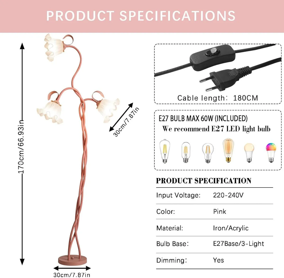Flower Floor Lamp Living Room Gooseneck Diy Arch - Image 3