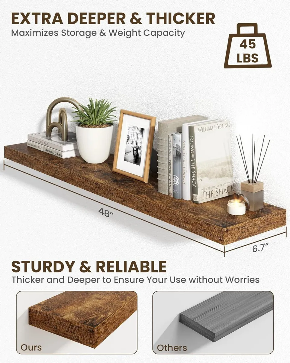 Floating Shelves for Wall Wooden with Invisible - Image 4