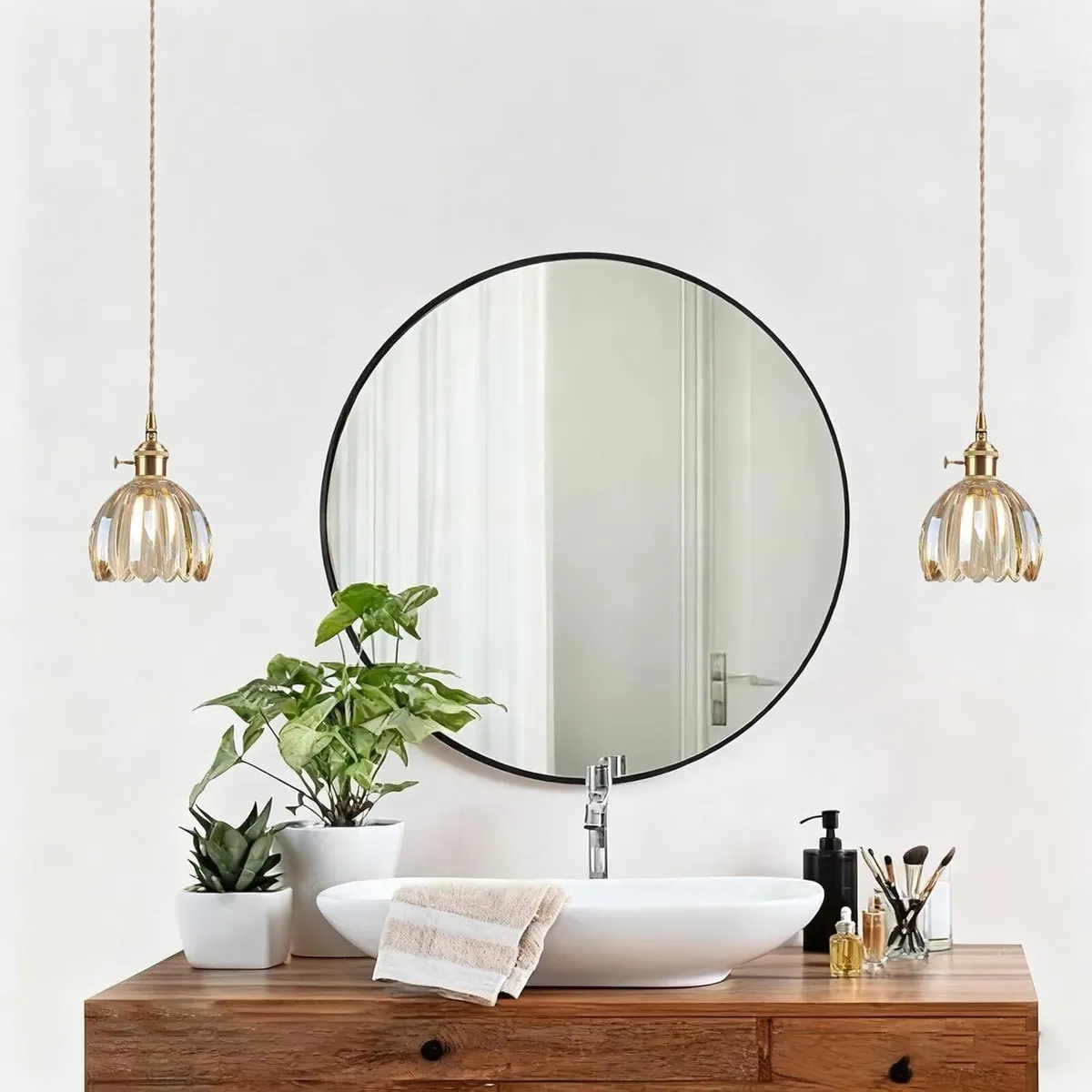 Vintage Glass Pendant Light with E27 Socket - Image 2