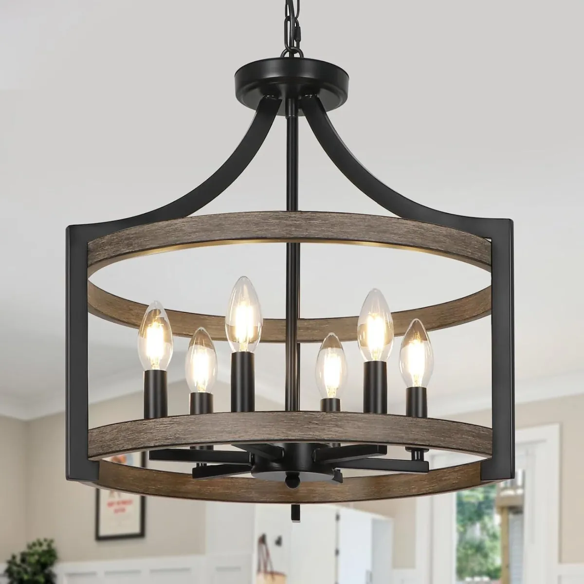 6- Farmhouse Chandelier Rustic Metal Lantern - Image 1