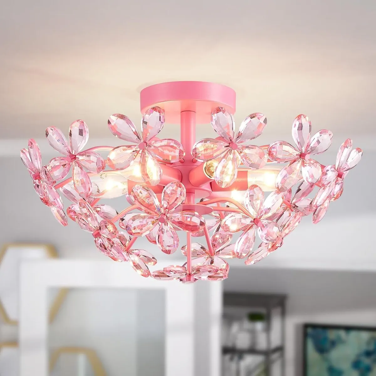 Crystal Chandelier Flushmount Ceiling Light - Image 1
