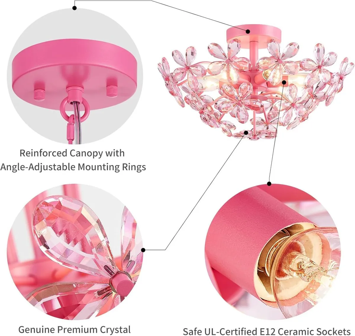 Crystal Chandelier Flushmount Ceiling Light - Image 3