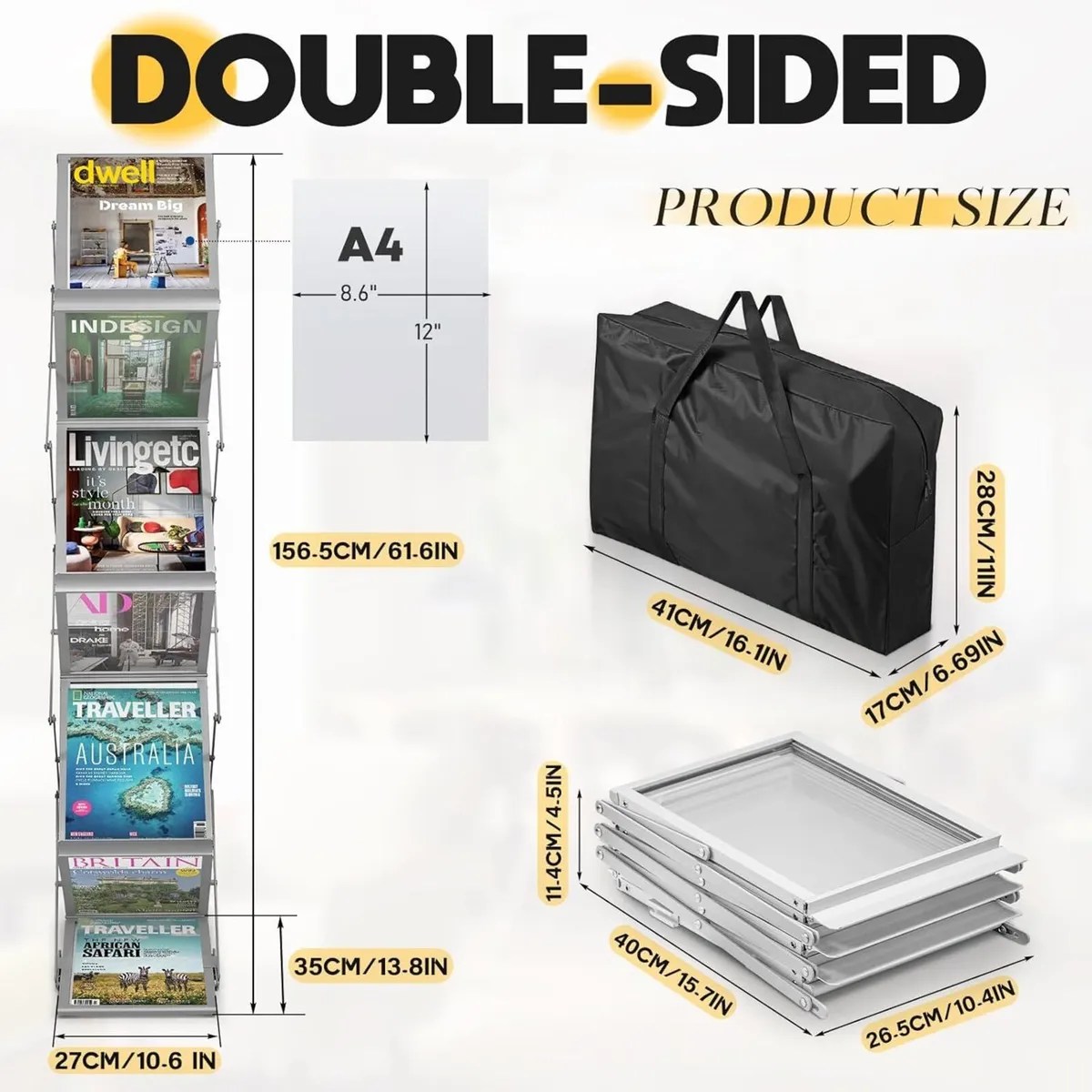 Foldable Aluminium Brochure Stand with 6 Pockets - Image 2