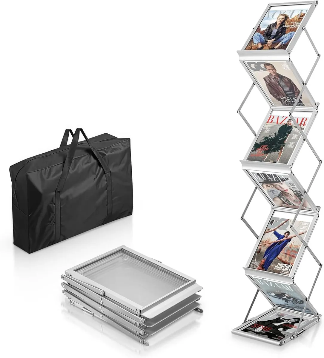 Foldable Aluminium Brochure Stand with 6 Pockets - Image 1